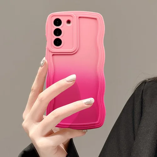 Miniatura 21 de UEEBAI Funda de silicona con marco de ola para Samsung Galaxy S22 5G, funda de teléfono con marco de ola linda, ajuste delgado, amortiguador de Negro