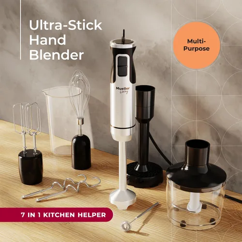 Miniatura 2 de MuellerLiving Batidora de Inmersión de Mano Juego Completo - Batidora de Inmersión de 8 Velocidades, Batidora de Mano con 7 Accesorios: Cuchilla