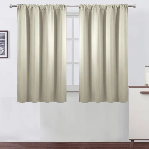 Miniatura 47 de LEMOMO Cortinas opacas negras para cocina, 42 x 45 pulgadas, juego de 2 paneles de cortinas opacas con bolsillo para cortinero para ventana pequeña