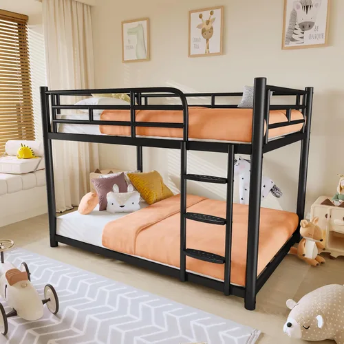 Miniatura 8 de erosoei Litera de metal, literas de tamaño matrimonial sobre tamaño matrimonial con escalera ancha extraíble y barandillas de longitud completa