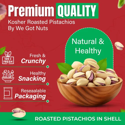 Miniatura 2 de We Got Nuts - Pistachos turcos antep de 5 libras (80 onzas) – Pistachos tostados Kosher de calidad premium – Aperitivo de sabor rico natural