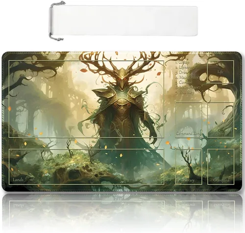 Miniatura 44 de Tapete de juego MTG cosido de alta calidad con zonas y respaldo de goma antideslizante, tapete de juego TCG para MTG y otros juegos de cartas, Dkt