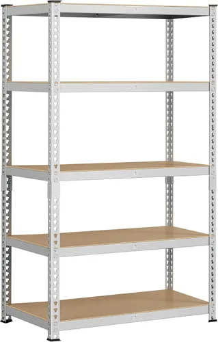 Miniatura 22 de Yaheetech Estantes de almacenamiento, estantería de metal ajustable resistente de 5 niveles, estante industrial para garaje, almacén, despensa, Plata