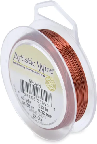 Miniatura 64 de Artistic Wire, alambre para manualidades de calibre 22 bañado en plata, resistente a las manchas, color cobre, blanco, 9,1 m