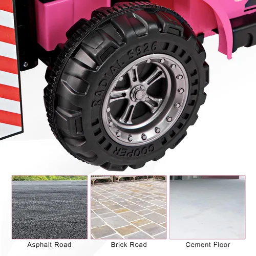 Miniatura 8 de OLAKIDS Carretilla elevadora para montar, camión de construcción de vehículos eléctricos para niños de 12 V con control remoto, horquilla