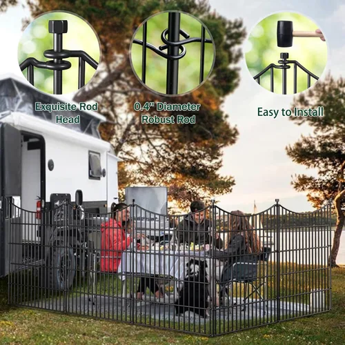 Miniatura 5 de 5 paneles de valla para perros sin excavación al aire libre para patio, 24 pulgadas (alto) x 10 pies (largo), valla decorativa alta de jardín