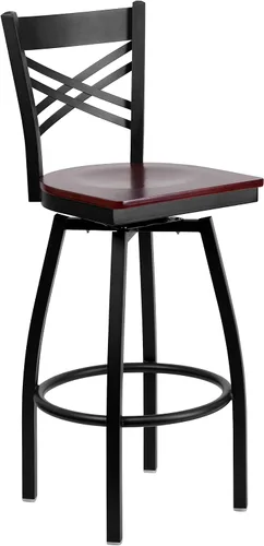 Miniatura 14 de Flash Furniture HERCULES Series Black ''X'' Taburete giratorio de metal – asiento de vinilo negro