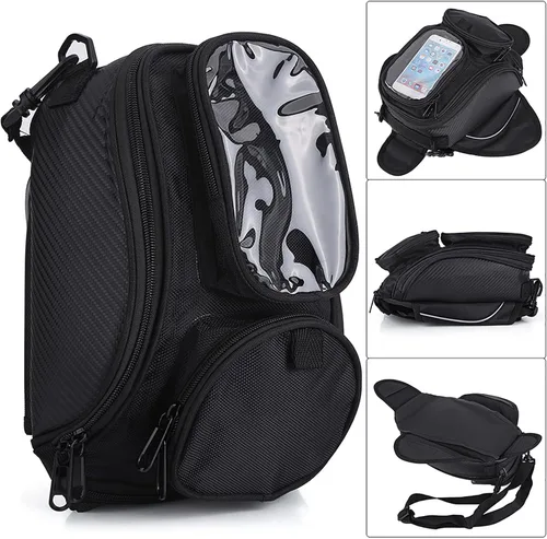 Miniatura 4 de Negro Universal Motocicleta Motocicleta Montar Fuerte Magnético Impermeable Aceite Tanque de Combustible Bolsa
