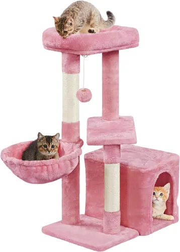 Miniatura 11 de Topeakmart Torre de árbol para gatos de interior, centro de actividades de árbol para gatos de 34.5 pulgadas con condominio y poste rascador, torre