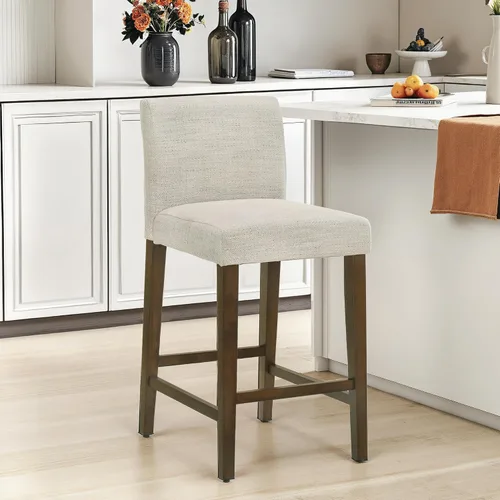 Miniatura 4 de CHITA Juego de 2 taburetes de bar de altura de mostrador, taburetes de bar tapizados de altura de asiento de 27 pulgadas, cuero sintético en negro