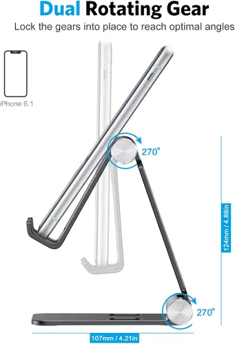 Miniatura 8 de OMOTON Soporte plegable para teléfono celular, soporte de aluminio portátil C4, soporte ajustable para teléfono compatible con iPhone 13/12/11 Pro