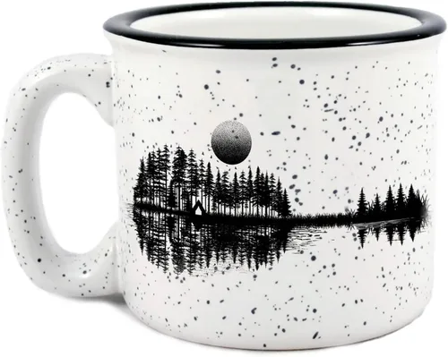 Miniatura 10 de Black Lantern Tazas de café – Tazas de cerámica con temática natural premium para bebidas calientes – Taza rústica de alce impreso a mano
