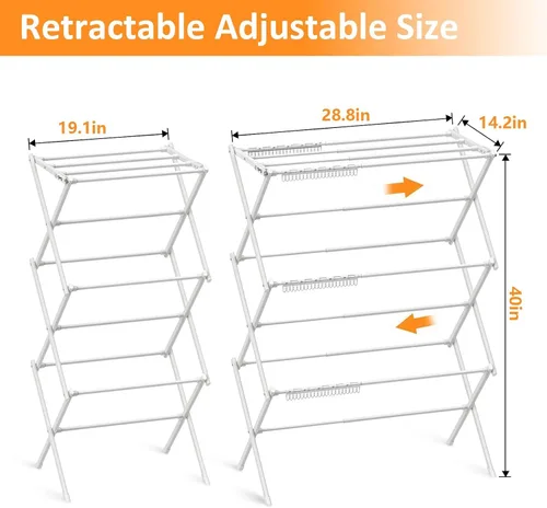 Miniatura 3 de Estante de secado de ropa de 3 niveles, estante de secado plegable, estante de lavandería para interiores y exteriores para secar ropa, diseño