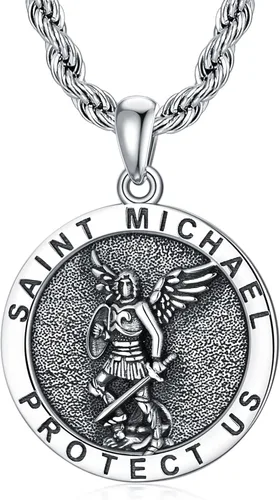 Miniatura 84 de CEKAMA - Collar de plata de ley 925 con dije de amuleto para hombres y mujeres, con cadena de 0.098 in, 22 pulgadas + 2 pulgadas