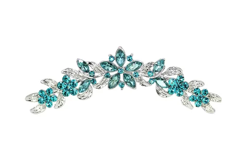 Miniatura 13 de Faship Hermoso peine de pelo floral de cristal de diamantes de imitación negro