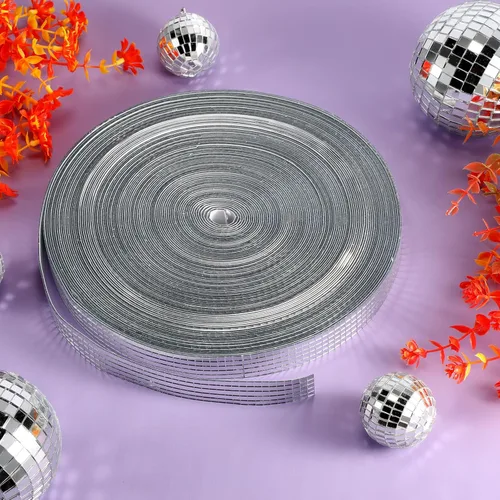 Miniatura 4 de SATINIOR 36000 unidades de azulejos de espejo de bola de discoteca autoadhesivos para manualidades de 0.197 x 0.197 in, cinta de discoteca pequeña