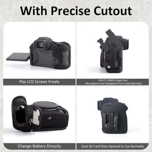 Miniatura 3 de MUZIRI KINOKOO Funda de silicona compatible con cámara digital Canon EOS R5 Mark II, goma blanda EOS R5 Mark II/EOS R5 II, funda protectora
