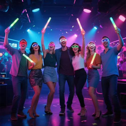 Miniatura 6 de 28 Paquetes de Gafas LED, 5 colores neón, 3 modos de luz, Gafas con Varillas Luminosas que se Iluminan, Suministros de Fiesta que Brillan