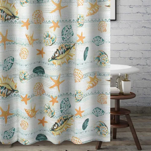 Miniatura 17 de Greenland Home Fashions Cortina de ducha de tela Sensations, decoración elegante para el baño, lavable a máquina, 72 pulgadas x 72 pulgadas, Atlantis