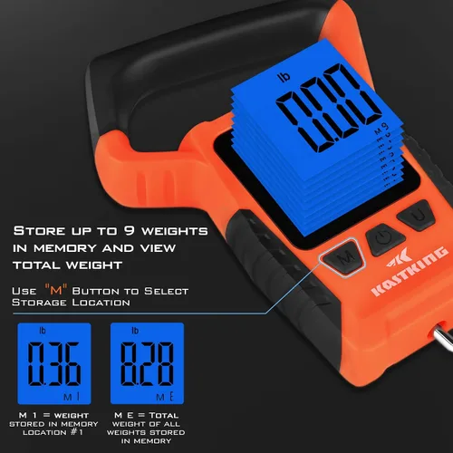 Miniatura 6 de KastKing Báscula de pescado, báscula digital flotante impermeable WideView, pantalla LCD grande de 2.5 pulgadas, capacidad de 110 libras, multimodo