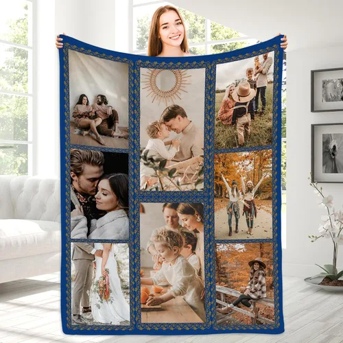 Miniatura 11 de Magimagine Mantas personalizadas con imágenes de texto para regalos de novio, manta de fotos personalizada para familiares y amigos para Navidad
