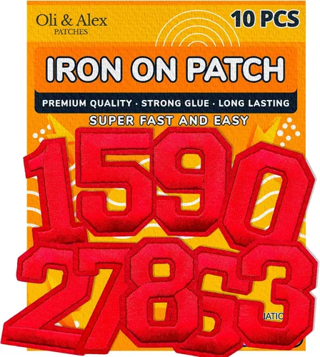 Miniatura 9 de Oli and Alex Parches para planchar de 2.4 pulgadas – 10 piezas de parches de números para ropa – Super pegamento – No necesita coser – Parche