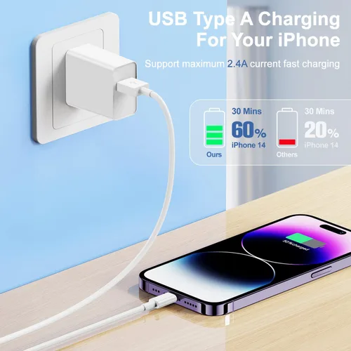 Miniatura 3 de Pack de 3 para [Certificado MFi de Apple] Cable de Carga para iPhone 0.3M - Cable Lightning a USB - 1 Pie de Cables de Carga USB para iPhone