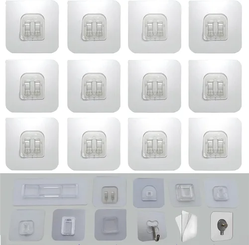 12 almohadillas adhesivas de repuesto para montaje en pared para cocina, baño, ducha, organizador de estante para ganchos adhesivos sin uñas (forma