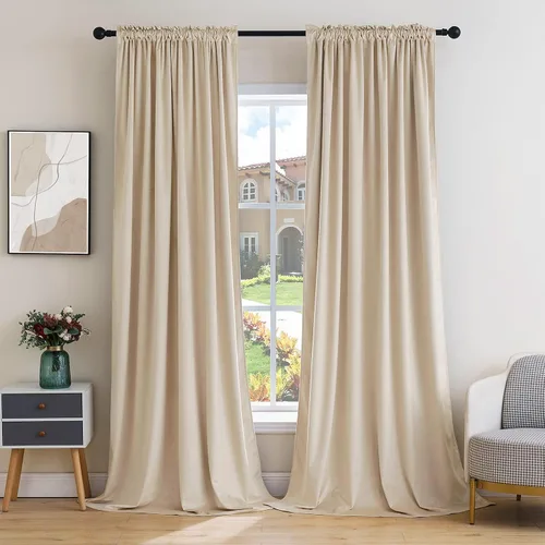 Miniatura 13 de MIULEE - Juego de 2 paneles de cortinas negro opacas y térmicas de terciopelo para la sala de estar y dormitorio, con bolsillo para cortinero, de 63