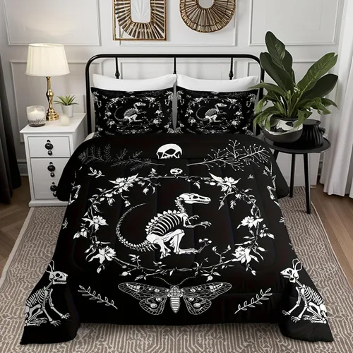 Miniatura 9 de Castle Fairy Juego de edredón tamaño twin con lobo, animales salvajes y plantas, exótico, bohemio, loto misterioso, colección de cama suave