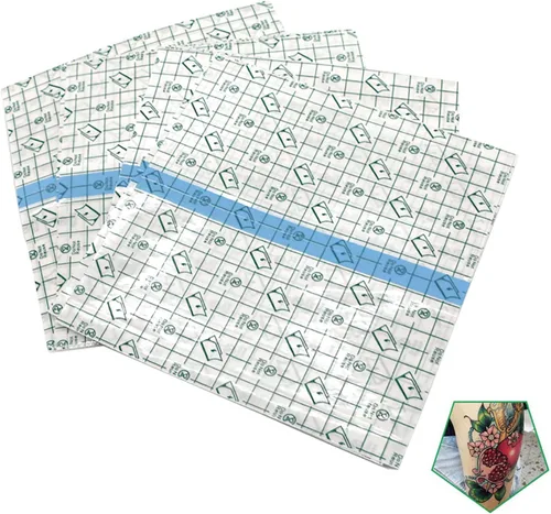 Miniatura 15 de 50 piezas de vendajes adhesivos elásticos impermeables de 6 x 6 pulgadas, película transparente para cuidado posterior de tatuajes y reparación