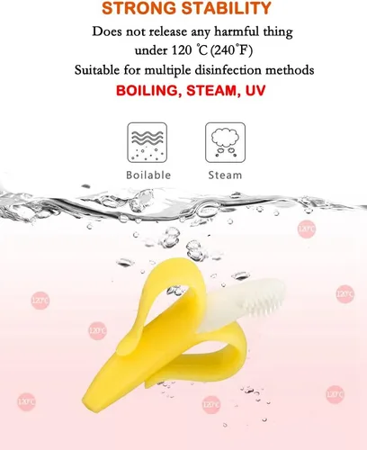Miniatura 4 de Mordedor de plátano, alivio calmante del dolor, cepillo de dientes de silicona suave para entrenar al bebé, juguetes de dentición para bebés, niños