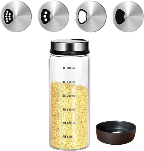 Miniatura 10 de Verdental Saleros y Pimenteros de 7 onzas con Orificios de Salida Ajustables, Botellas de Vidrio Transparente, Recipientes de Especias y Condimentos