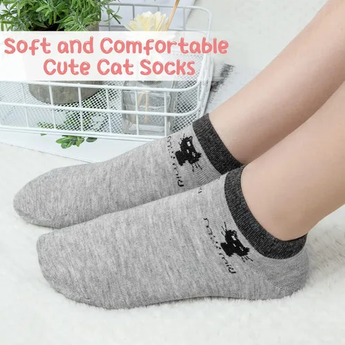 Miniatura 4 de Justay 5 Pairs Womens Cute Cat Socks Novelty Funny Cat Claw Socks Animal Fun Ankle Socks