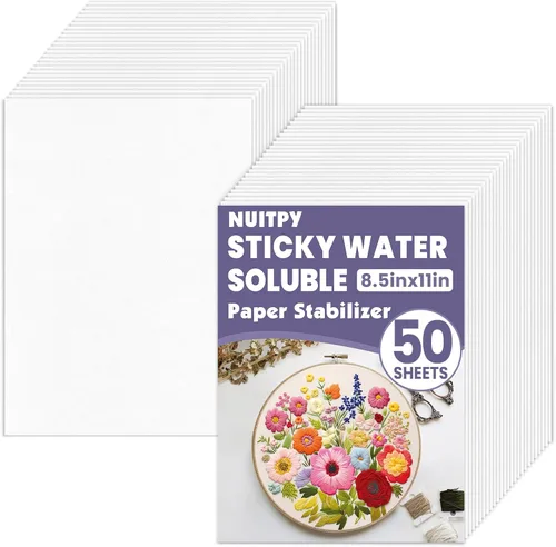 Miniatura 8 de 15PCS estabilizador soluble en agua de 8.5" x 11" para bordado, papel de bordado pegar y coser que se lava, estabilizador de bordado, patrones