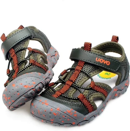 UOVO Sandalias para niños, sandalias de senderismo atléticas con punta cerrada, sandalias de verano para niños de secado rápido