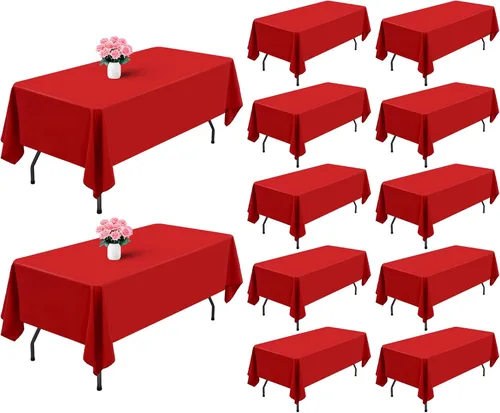 Miniatura 27 de Showgeous Paquete de 4 manteles rectangulares de poliéster de 60 x 102 pulgadas, resistentes a las arrugas, lavables, para bodas, mesas de comedor