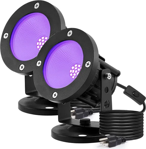 iCreating Foco de luz negra de 20 W – Luces de punto de luz negra fuerte para exteriores, IP66, impermeable, focos de luz negra de 395 nm, foco UV