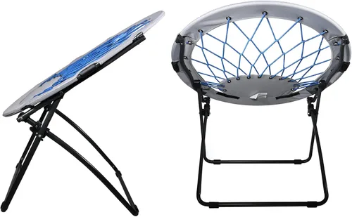 Miniatura 6 de Zenithen Silla plegable redonda con marco de metal para interiores y exteriores, para dormitorio, actividades al aire libre, películas