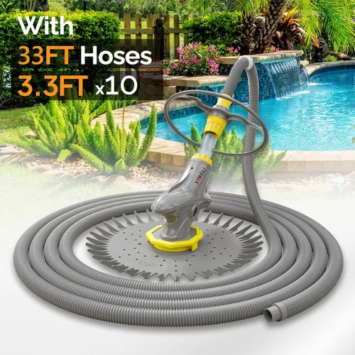 Miniatura 4 de VINGLI Limpiador automático de piscinas, aspiradora de piscina de succión con mangueras y diafragmas de 33 pies (gris)