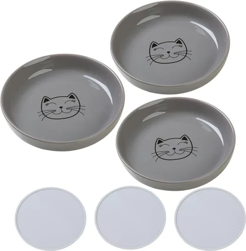 Miniatura 20 de Lusifaco - Cuencos poco profundos para comida de gato, tazón de cerámica de 5.9 pulgadas de ancho para gatos de interior, juego de platos para gatos