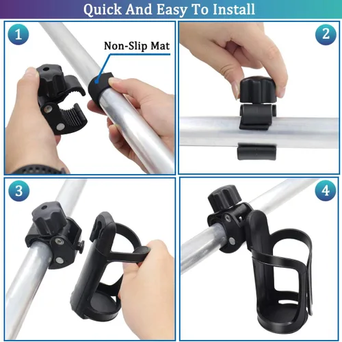 Miniatura 7 de Boaton Portavasos para riel de barco marino, sin perforación, soporte para bebida para cubierta superior o poste de Bimini, accesorios para barco