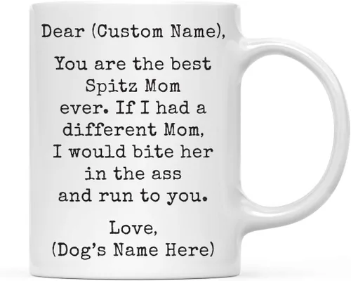 Miniatura 126 de Andaz Press Taza de café personalizada divertida con texto en inglés "Dog Mom", regalo de broma para la mejor mamá de perro cocker spaniel, muerde