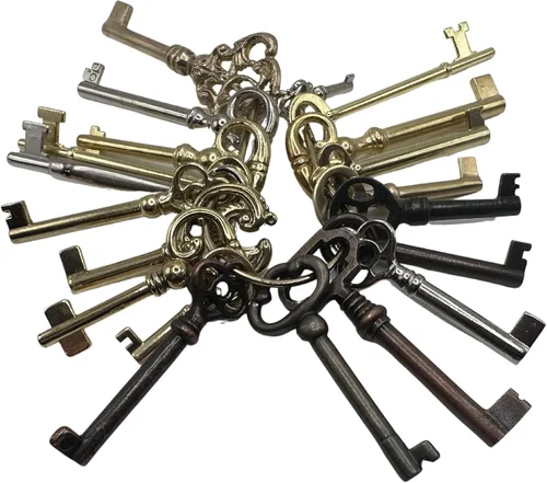 Miniatura 3 de Juego de llaves de esqueleto pequeño, funciona solo con orificios de cerradura de 1/2 pulgada, llaves vintage genéricas de barril hueco para muebles
