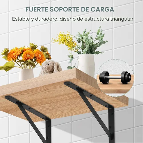 Miniatura 4 de Paquete de 12 L12 x H 8" soportes de estante resistentes negros con tornillos, soportes de estante de metal, soportes de soporte de estante