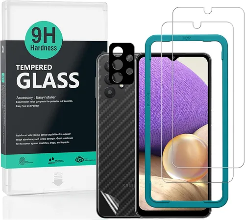 Ibywind Protector de pantalla para SamSung Galaxy A32 5G (6.5 pulgadas), con 2 piezas de vidrio templado, 1 protector de lente de cámara, 1 película