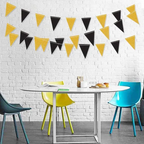 Miniatura 5 de MerryNine Banderines de bandera triangular, paquete de 3 banderines de estilo vintage de 30 pies para bodas, baby shower, eventos y fiestas, 45