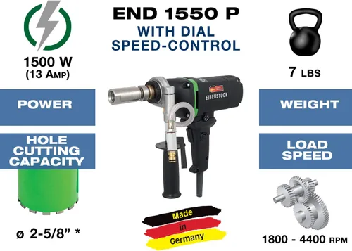 Miniatura 3 de CS Unitec END 1550 P - Taladro de núcleo de hormigón de capacidad de 2-5/8 pulgadas - Taladro de núcleo de diamante húmedo - para hormigón