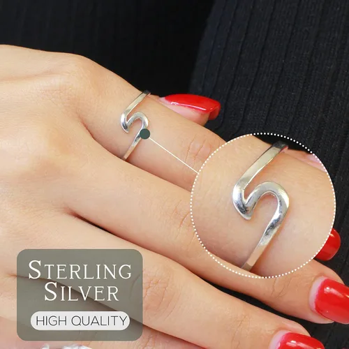 Miniatura 2 de CloseoutWarehouse Anillo de plata de ley 925 con diseño de ondas (tamaño 2-15, opciones de color)