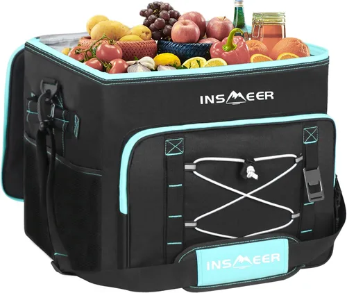 INSMEER Bolsa térmica térmica térmica grande de 90 latas/55 L, enfriador de lados suaves con correa para el hombro, enfriadores plegables, enfriador